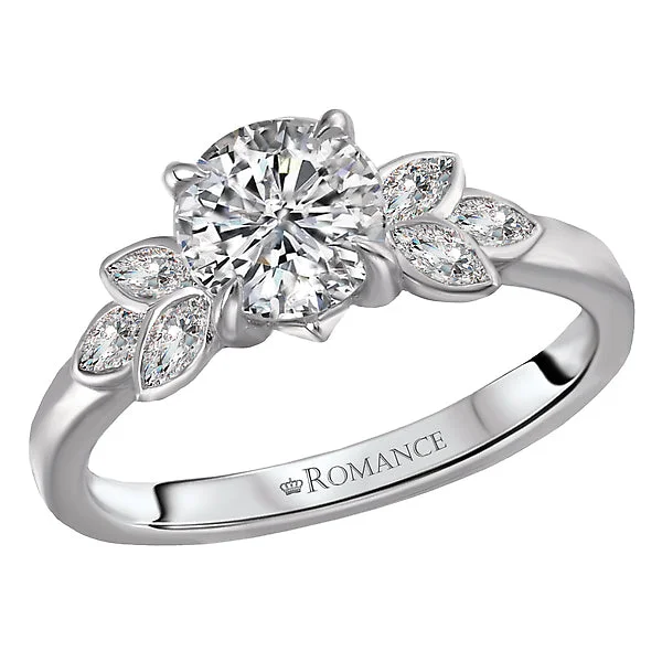 high-quality engagement rings-14K White Gold Classic Semi-Mount Romance Collection Wedding Ring.