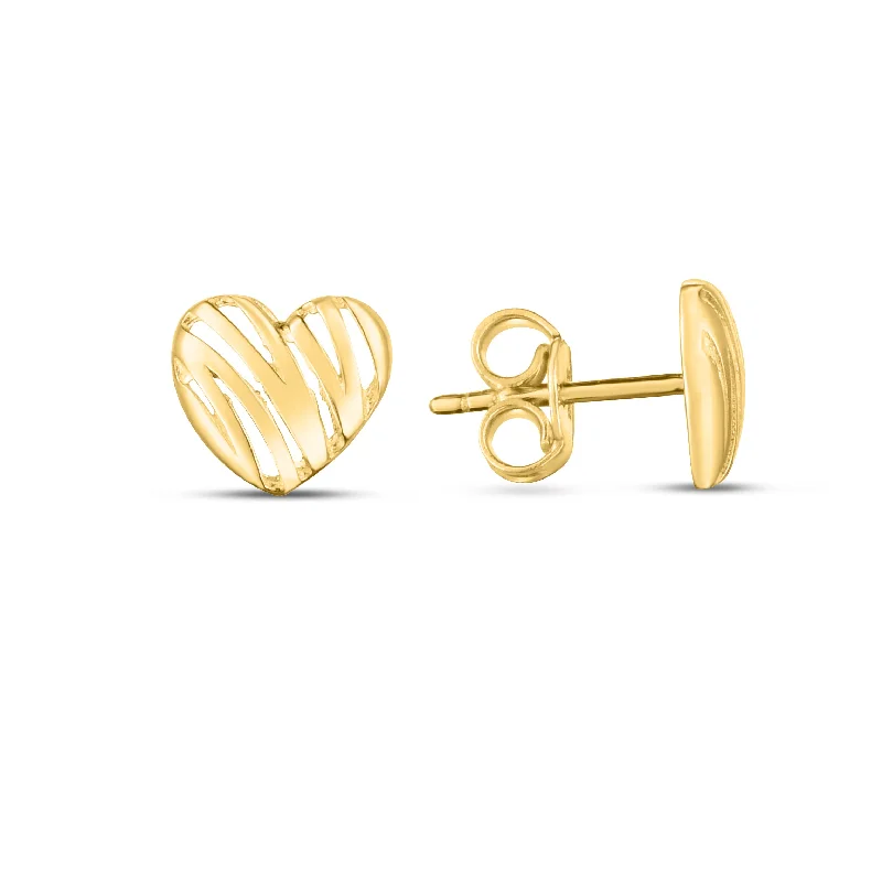 women's unique earrings-14K Scribble Heart Studs