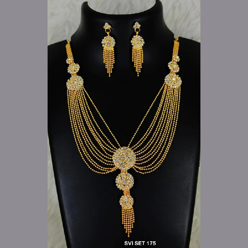 women's amethyst necklaces-Mahavir Forming Gold Necklace Set  - SVI SET 175