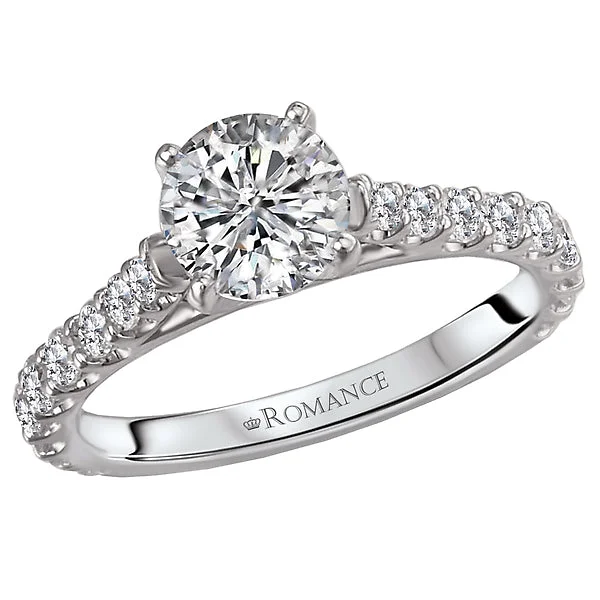 luxurious engagement rings for women-14K White Gold Classic Semi-Mount Romance Collection Wedding Ring.