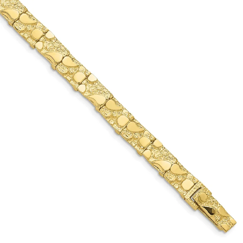 women's flower bracelets-10KT Yellow Gold 7-inch 7MM Nugget Bracelet