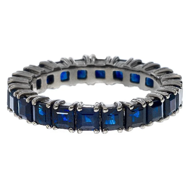 women's sapphire rings-Josie Band Silver Sapphire