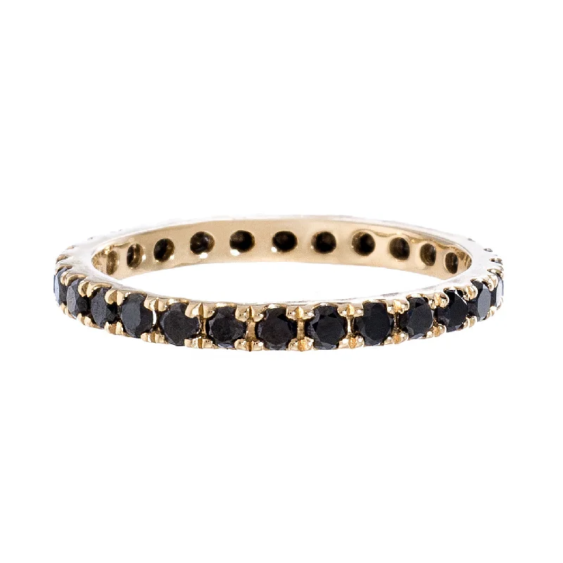 women's cocktail rings-Josephine Band Yellow Gold Black Diamond 2mm