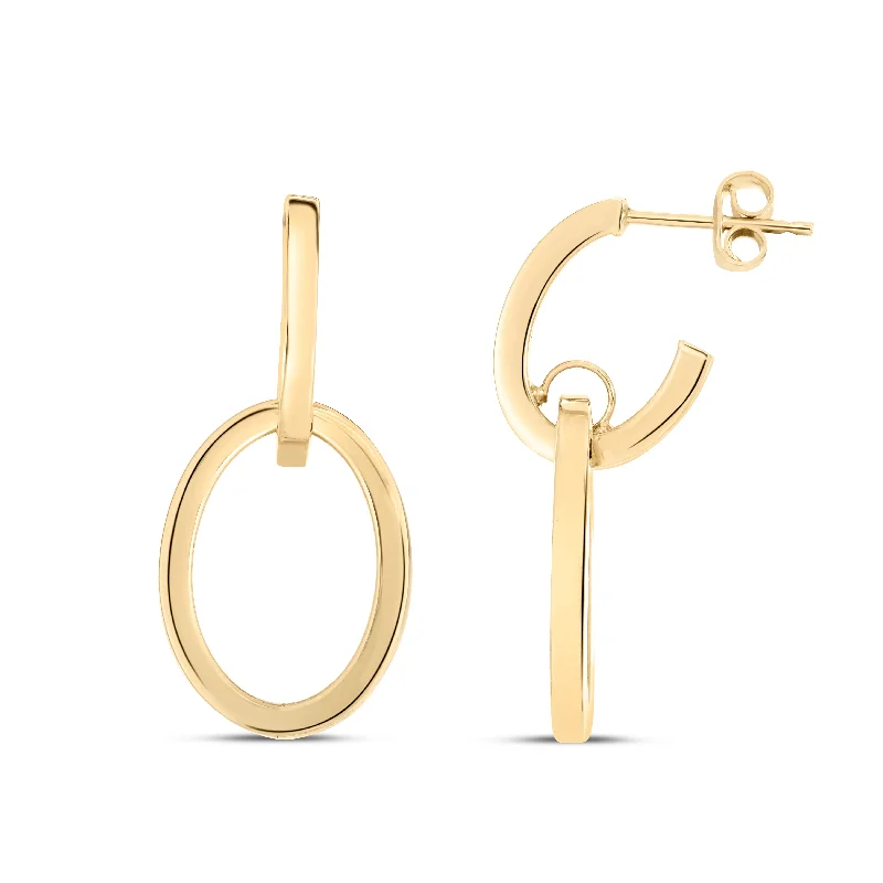 women's fashion-forward earrings-14K Gold Interlocking Drop Hoops