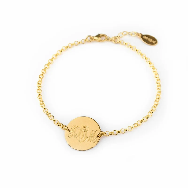 women's thin bangles-Personalized Monogram Disc Bracelet, Large Disc bracelet, Gift for Her