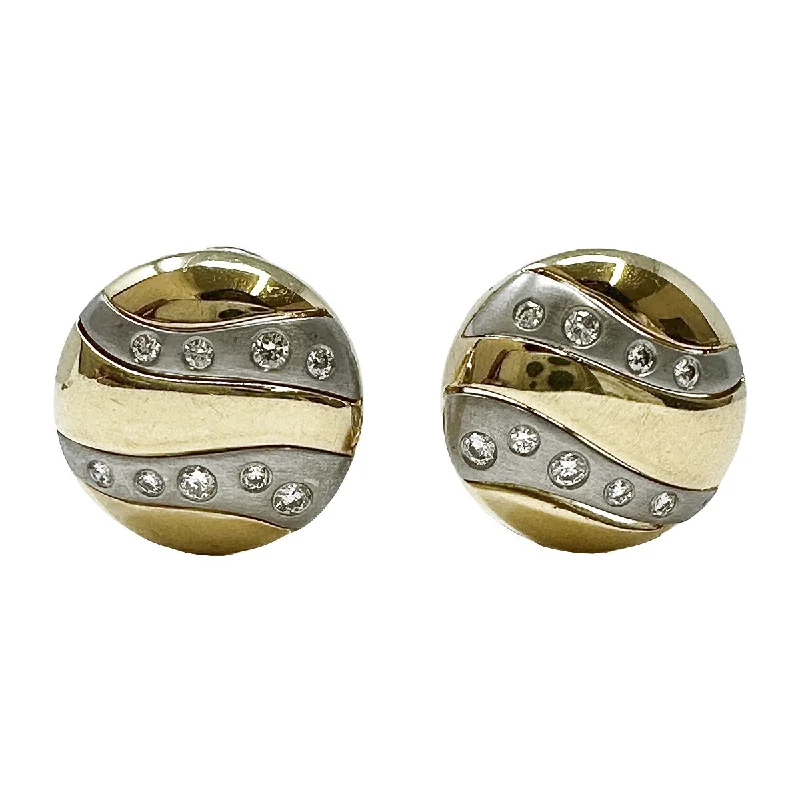 women's affordable earrings-18K Gold and Platinum Earclips with 18 Diamonds