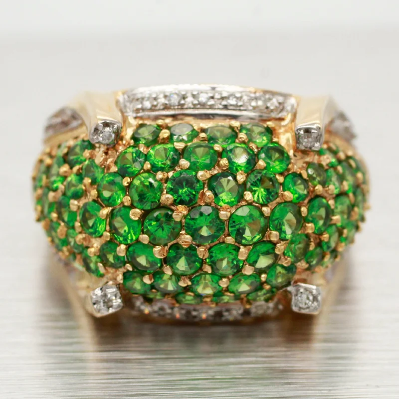 women's pearl rings-John C Rinker Tsavorite Cluster Band -  14k Yellow Gold JCR Ring