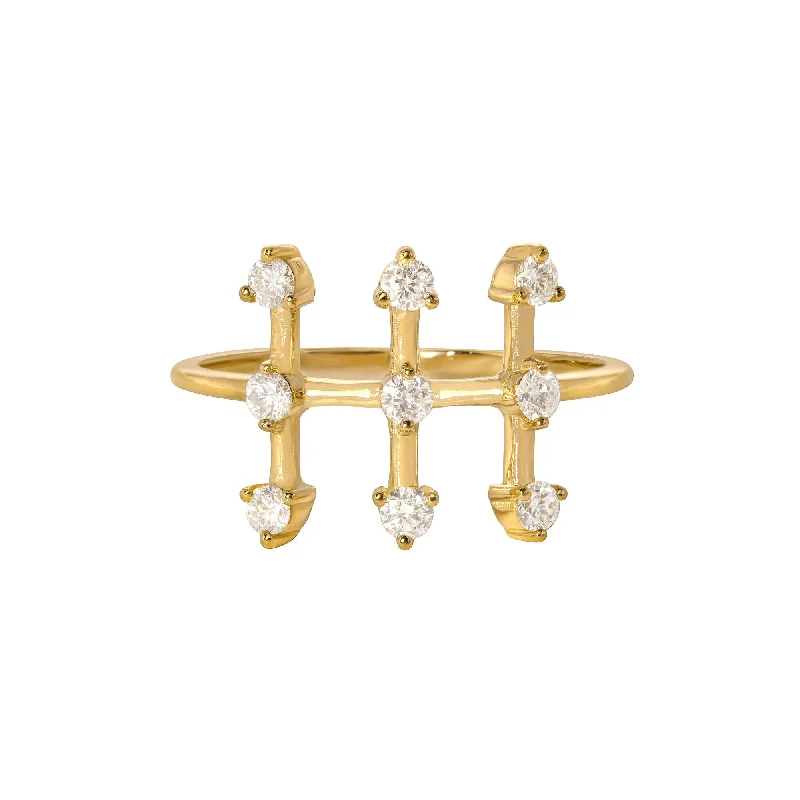 women's vintage rings-Future Nostalgia 18K Gold Ring w. Diamonds