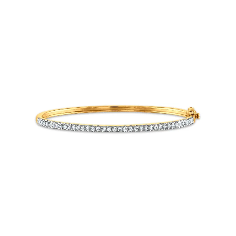 women's charm bracelets-Signature EcoLove 1 CTW Lab Grown Diamond 7.25-inch Bangle Bracelet in 14KT Yellow Gold