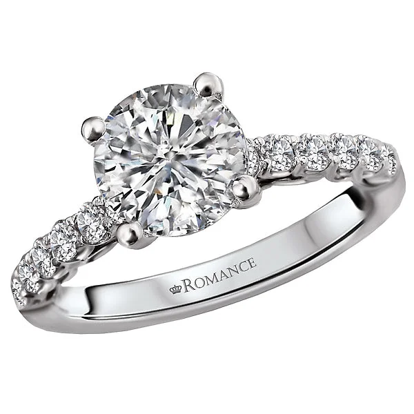 unique gemstone engagement rings-14K White Gold Classic Semi-Mount Romance Collection Wedding Ring.