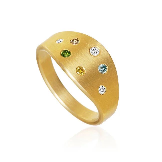 women's gemstone engagement rings-Luna 18K Gold Ring w. Diamonds