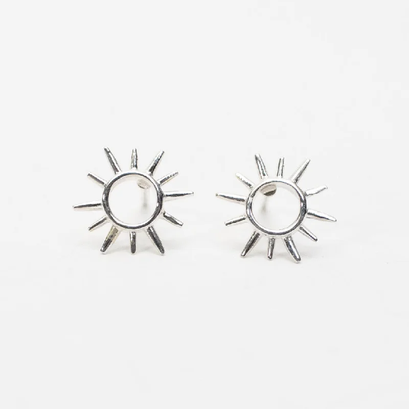 women's oversized earrings-Silver Sun Studs