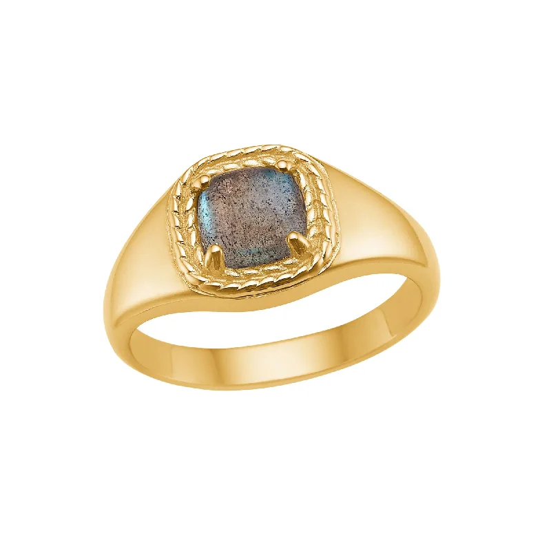 women's vintage diamond rings-Mirage 18K Gold Plated Ring w. Laboradorite