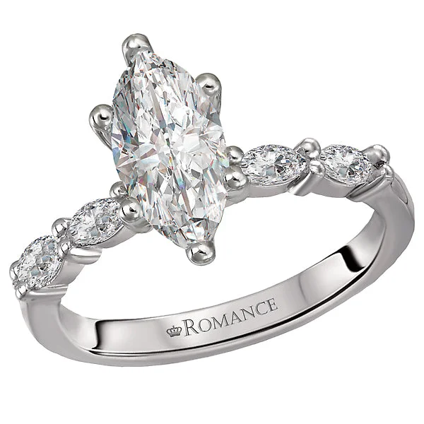 colorful engagement rings-14K White Gold Classic Semi-Mount Romance Collection Wedding Ring.