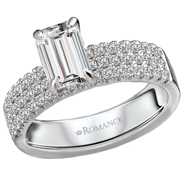 vintage engagement rings-14K White Gold Classic Semi-Mount Romance Collection Wedding Ring.