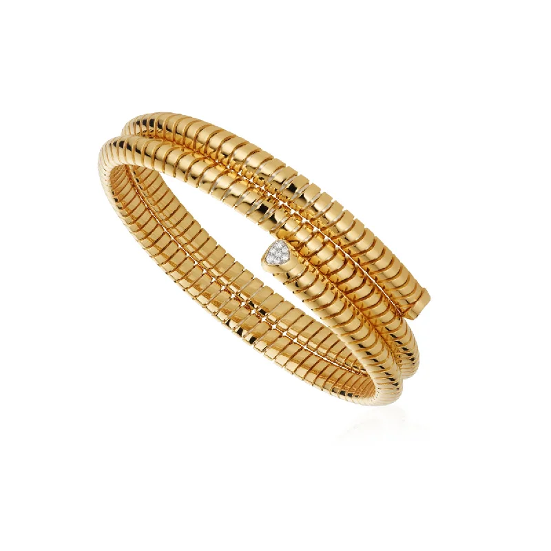 women's birthstone bangle bracelets-Trisolina Triple Pave Diamond Bangle