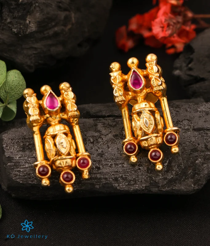 women's stunning diamond earrings-The Inchara Silver Kempu Ear-Studs