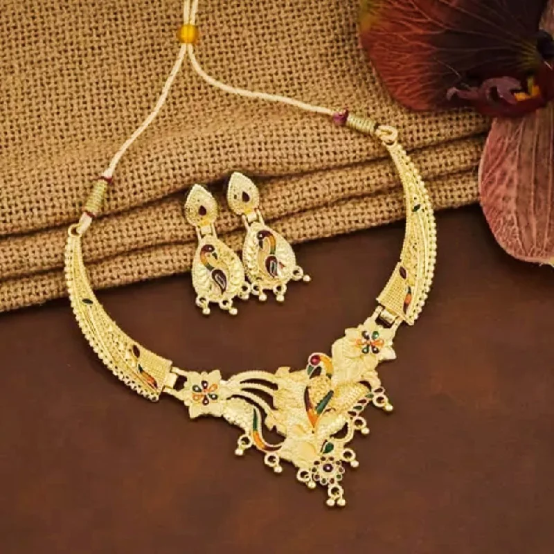 women's tribal necklaces-Kavyanjali Jewels Forming Gold Plated Necklace Set