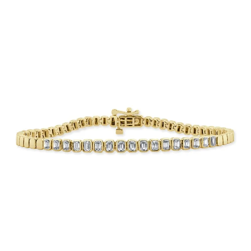 women's bold bangles-14K Gold & Emerald-Cut Diamond Bracelet