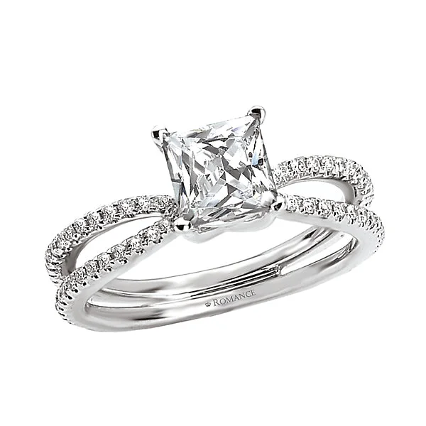 wedding bands and engagement rings-14K White Gold Split Shank Semi-Mount Romance Collection Wedding Ring.