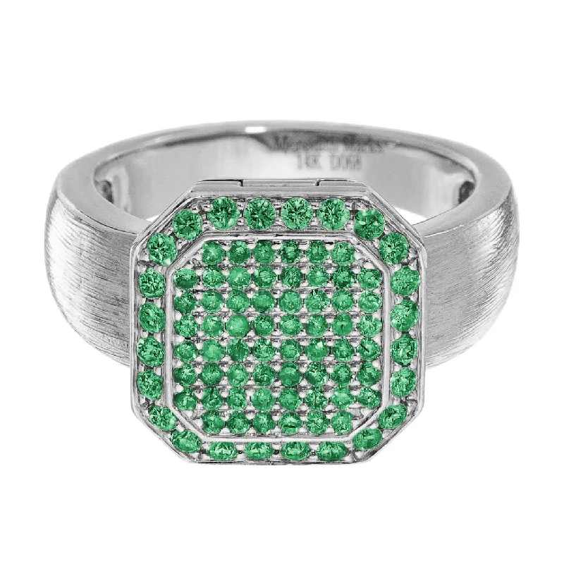 women's personalized rings-Poison Ring Petite Full Pavé Sterling Silver Emerald