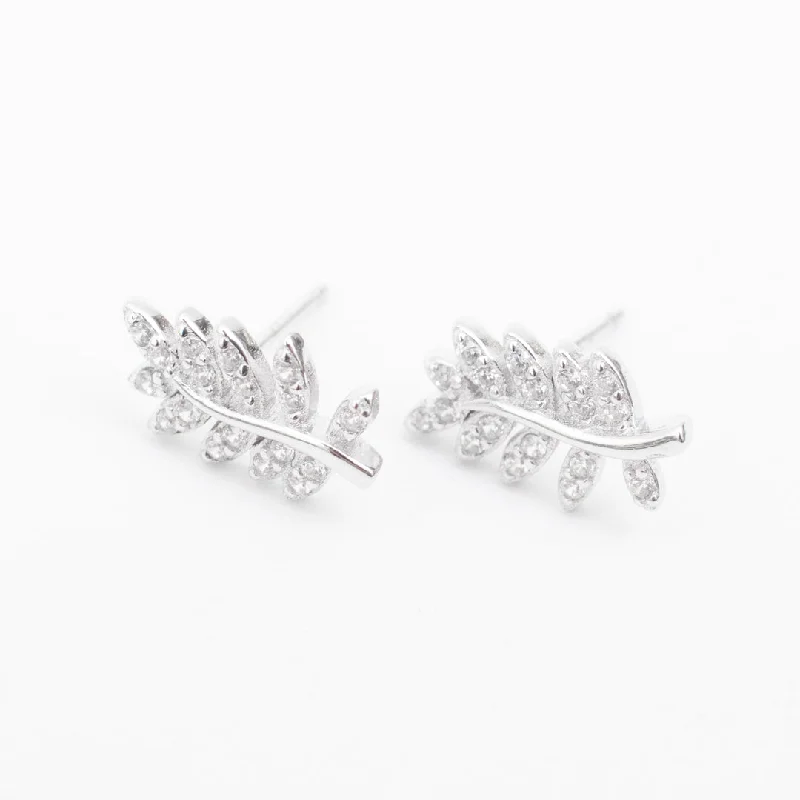 women's minimalist earrings-Silver Cubic Vine Studs