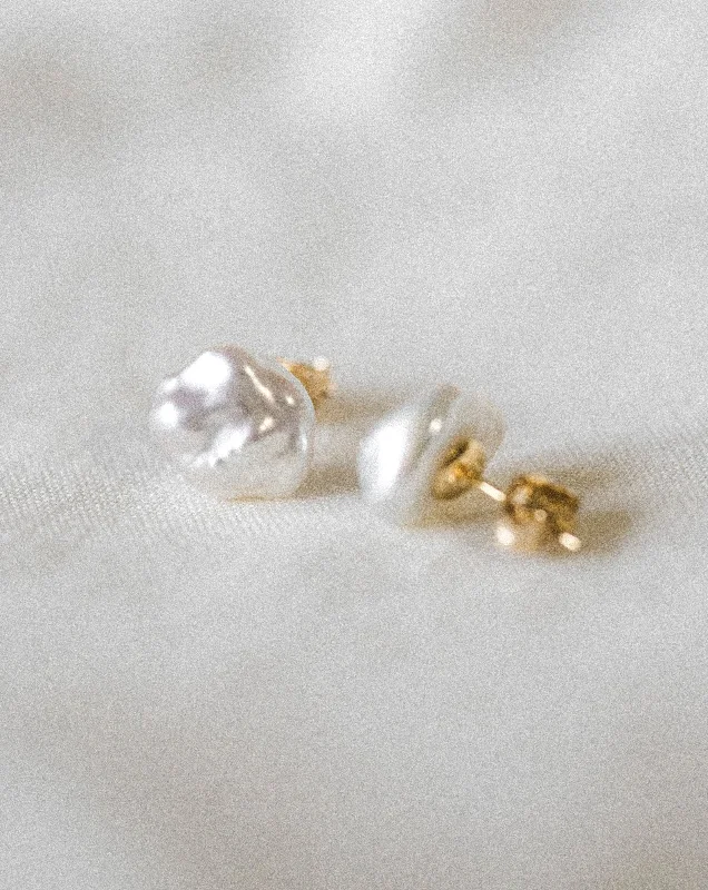 women's silver hoop drop earrings-Irregular Pearl Studs