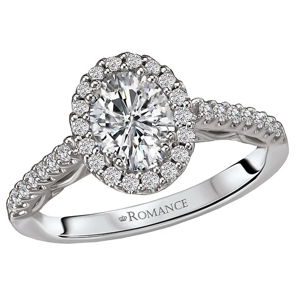 custom vintage engagement rings-14K White Gold Halo Semi-Mount Romance Collection Wedding Ring.