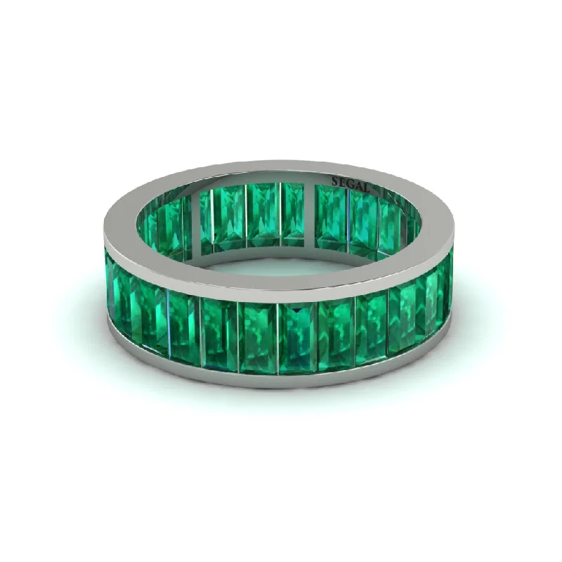 unique engagement rings-6.5 Ct Baguette Emerald Eternity Wedding Ring - Cairo No. 6