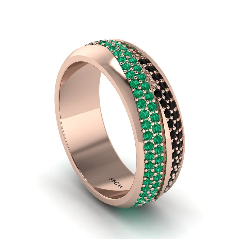 engagement rings with oval diamonds-1.4Ct Emerald & Black Diamond Eternity Wedding Ring - Merritt No. 35