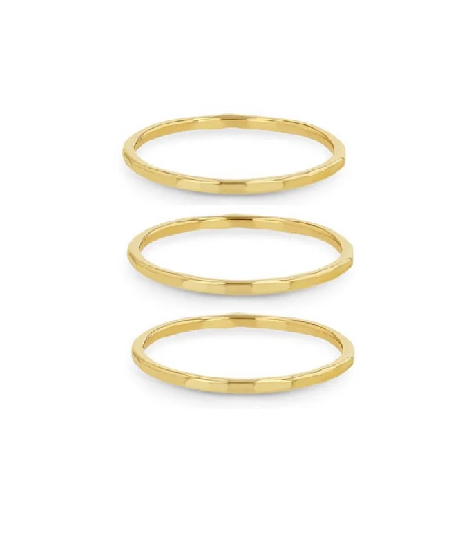 women's birthstone jewelry rings-Triple Stack Hammered Bands