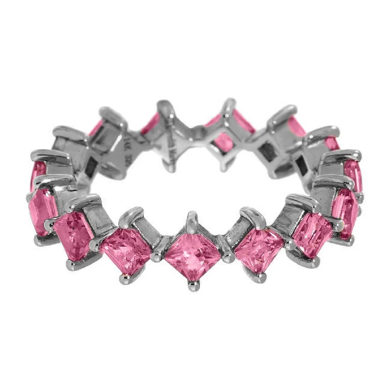 women's high-end rings-Jo Band Silver Pink Sapphire