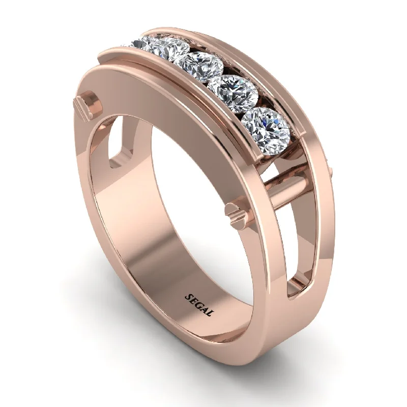 custom halo engagement rings-Diamond Five-Stone Classic Gold Wedding Ring - Casey No. 2