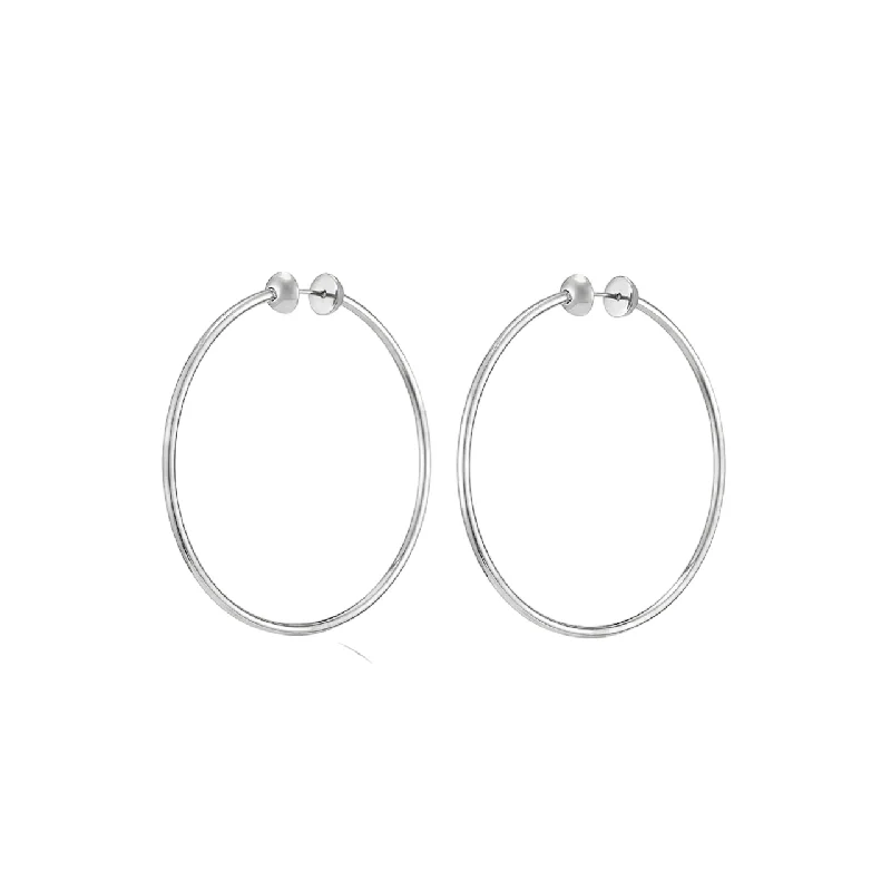 women's fashion earrings-Medium Icon Hoops - Silver