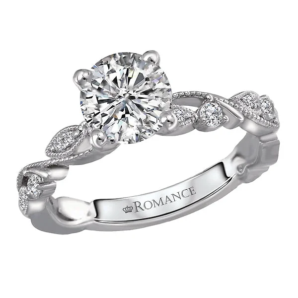 engagement rings for bridesmaids-14K White Gold Classic Semi-Mount Romance Collection Wedding Ring.