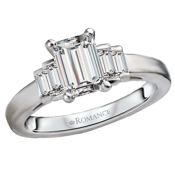 engagement rings with diamonds-14K White Gold Classic Semi-Mount Romance Collection Wedding Ring.