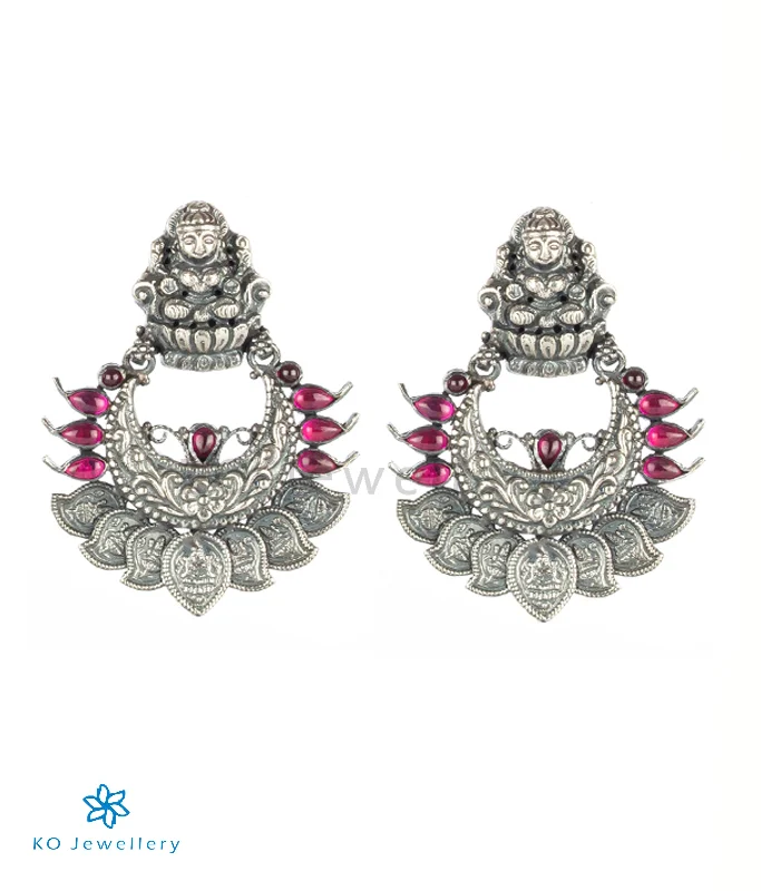 women's minimalistic stud earrings-The Padmakshi Antique Silver Chand Bali (Oxidised)