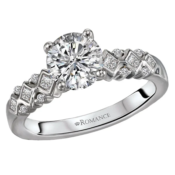 vintage engagement rings-14K White Gold Semi-Mount Romance Collection Wedding Ring.