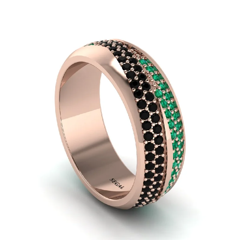 luxurious engagement rings-1.4Ct Black Diamond & Emerald Eternity Wedding Ring - Merritt No. 23