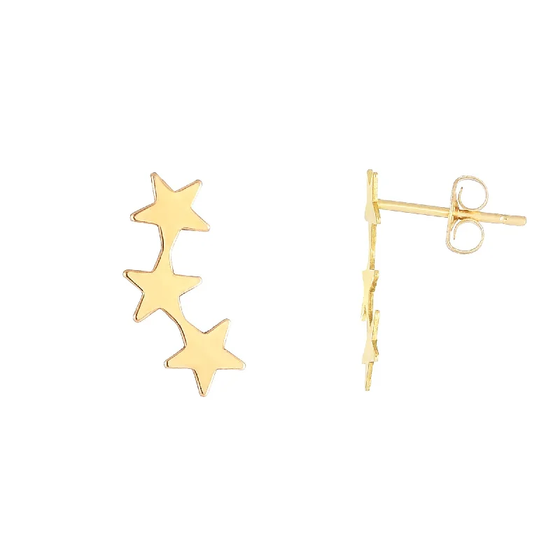 women's statement stud earrings-14K Gold Star Ear Climber