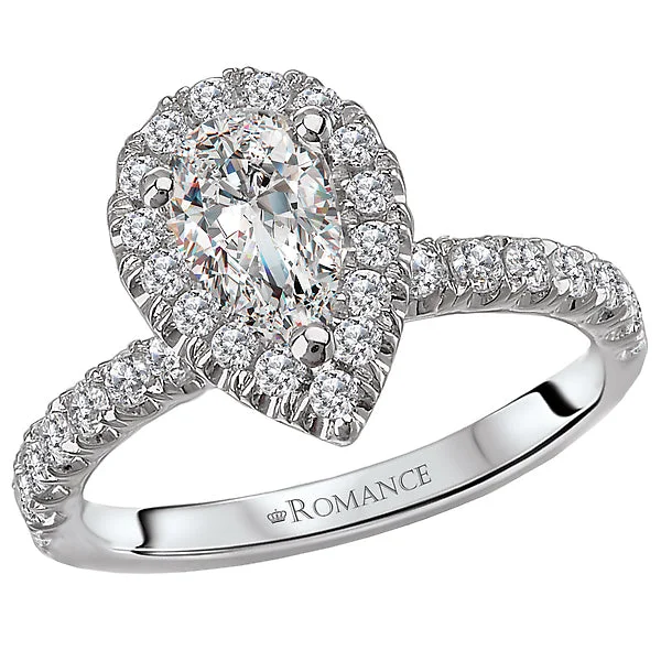 engagement rings for her-14K White Gold Halo Semi-Mount Romance Collection Wedding Ring.