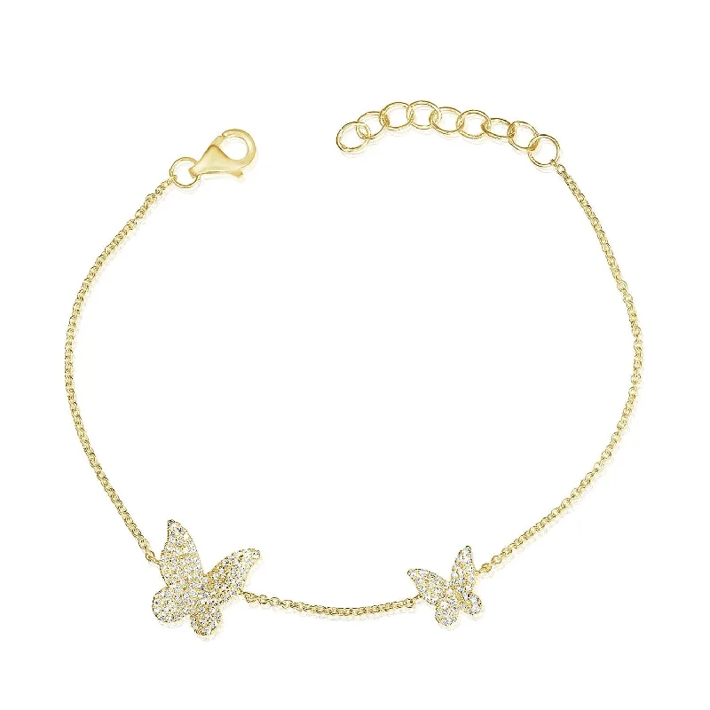 women's friendship bangle bracelets-14k Gold & Diamond Butterfly Bracelet