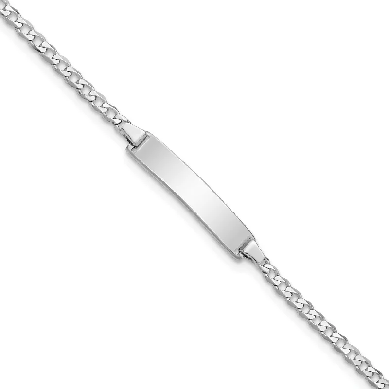 women's stretchy bracelets-14KT White Gold 6-inch 4.2MM Childrens Curb ID Bracelet