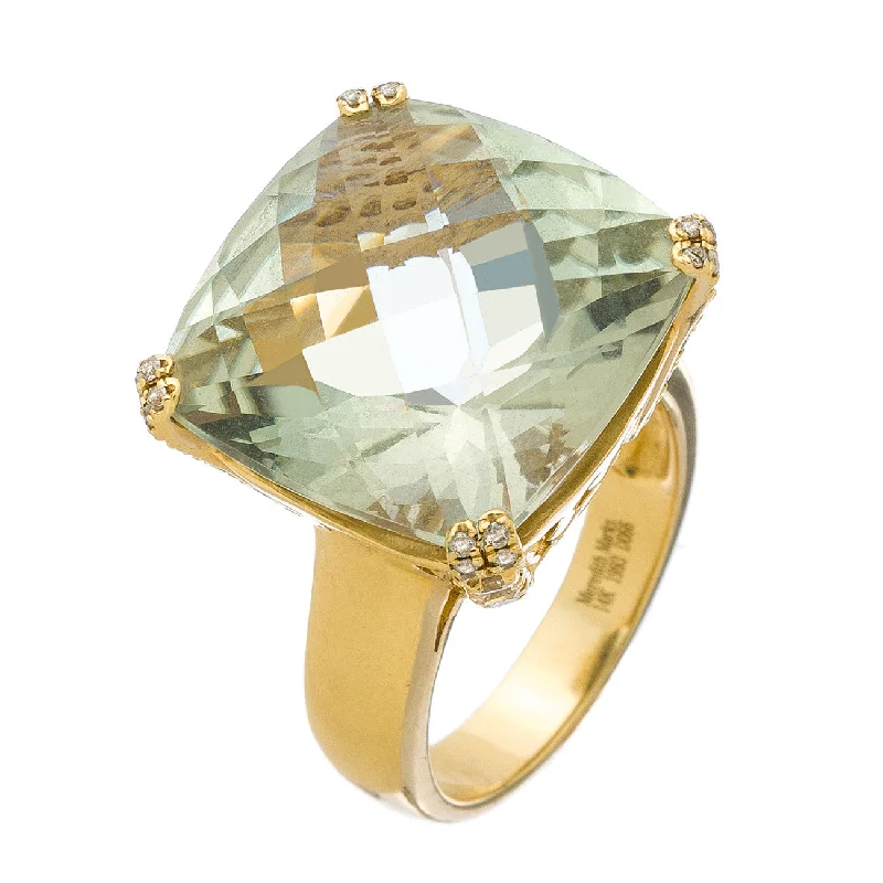 women's promise rings-Reid Ring Yellow Gold Green Amethyst