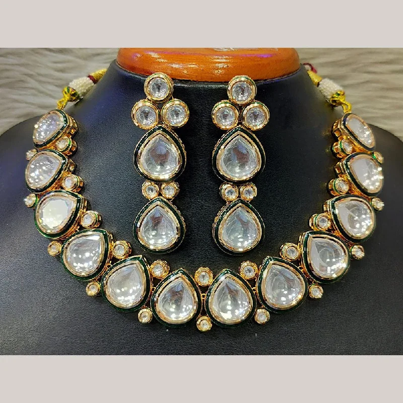 women's long necklaces-Jain Jewellers Gold Plated Kundan Necklace Set