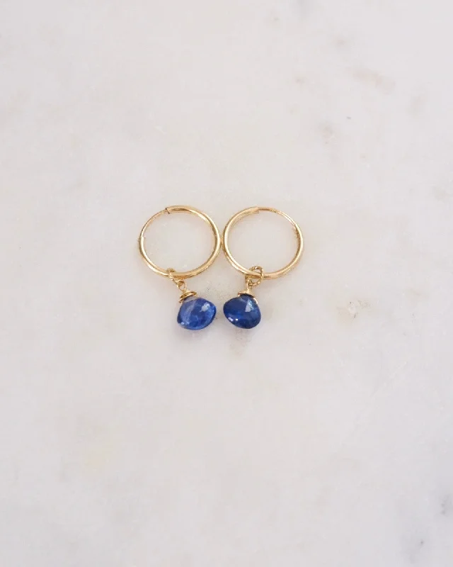 women's diamond earrings-Kyanite small infinity hoops