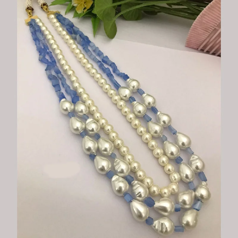 women's vintage necklaces-FS Collection Pearl Multi Layer Long Necklace