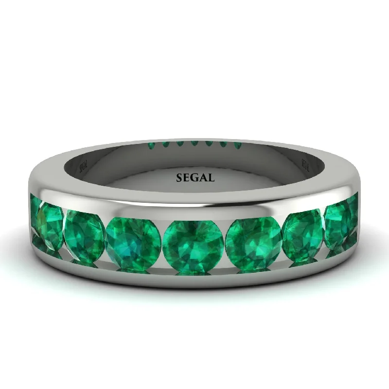 yellow gold engagement rings-Emerald Eternal Brilliance Men's Wedding Ring - Jamie No. 6