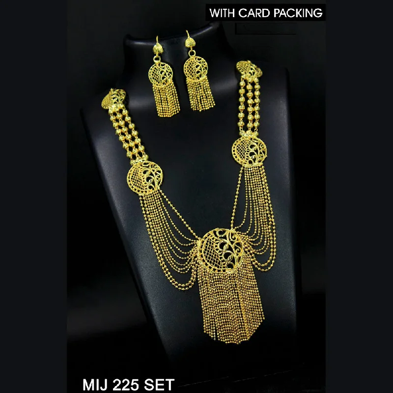 women's custom necklaces-Mahavir Forming Gold Necklace Set   - MIJ Set 225