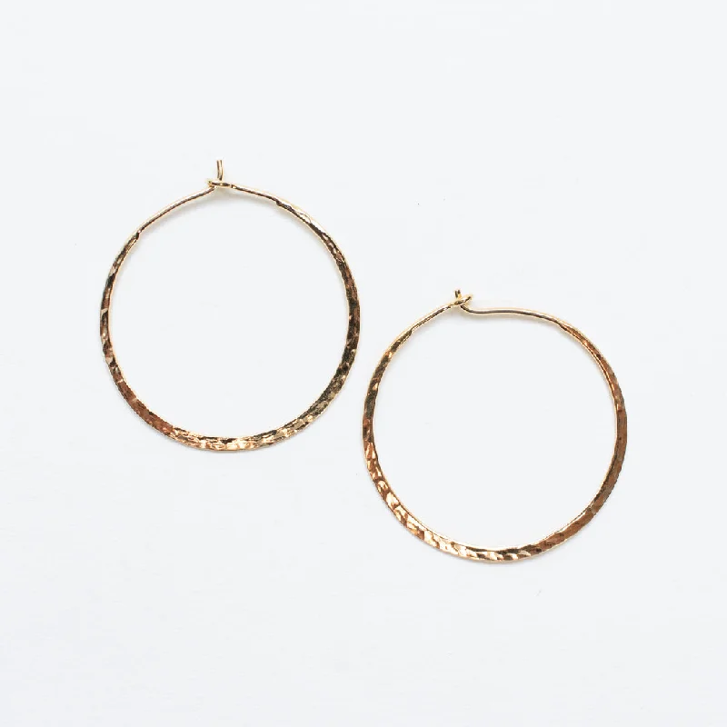 women's elegant drop earrings-Small Gold Vermeil Hammered Wire Hoop